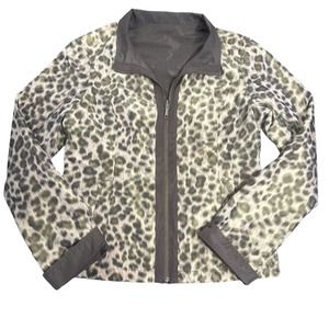 Lafayette 148 Reversible Jacket Womens Sz‎ 8 Brown Animal Print Windbreaker Coat
